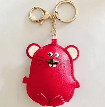 

New Chunky Rat Mouse Keychain Fashion Trinket Animal Car Keyfob Bag Pendant Key Chain Holder Animal Keyring for Women Gift