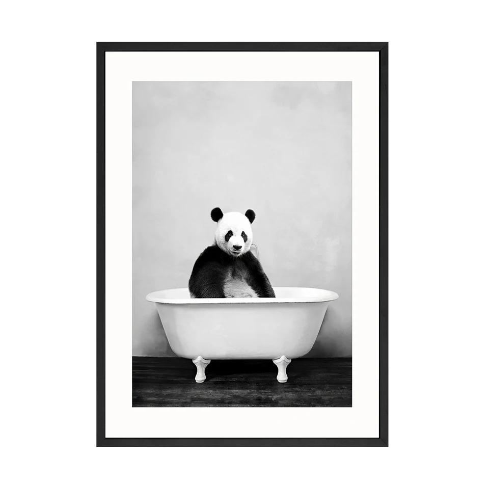 SKU图片_Baby_Animal_in_Bathtub_Poster_Panda_Giraffe_Elephant_Lion_Pig_Cow_Canvas_Painting_Nursery_Wall