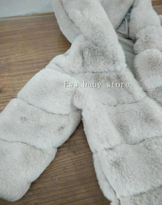 2-8 year Children's Faux Fur Coat Imitation Rex Rabbit Fur Girls Thicker kids Clothing Baby Winter warm Hooded Overcoat Y13