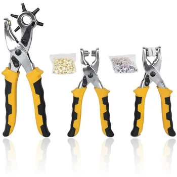 

Revolving Leather Belt Hole Punch Plier,Setting Pliers Hand Puncher Tool Kit Great Includes Eyelet and Press Studs