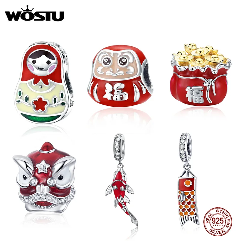 WOSTU 100% Настоящее серебро 925 пробы Экзотический стиль бусины для девушек подходит