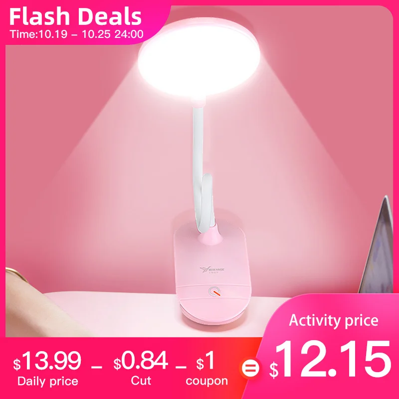 

YAGE Portable LED Desk Lamp Touch On/Off Switch Eye Protection Clip Table Light 3 Modes Dimmable USB Rechargeable Desk Lights