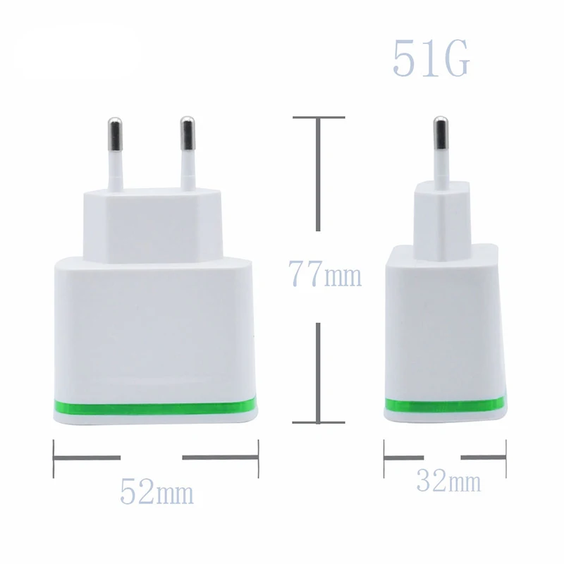 New Power AC/DC Adapters EU Plug Multifunction 4 USB Port Light-emitting Charger Total 3A Travel USB Charger