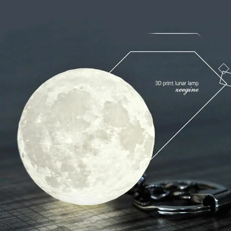 Портативный мини-светильник с 3D принтом Луны, креативный Ночной светильник, брелок для ключей, украшение для дома, Ночной светильник, брелок для ключей, новинка