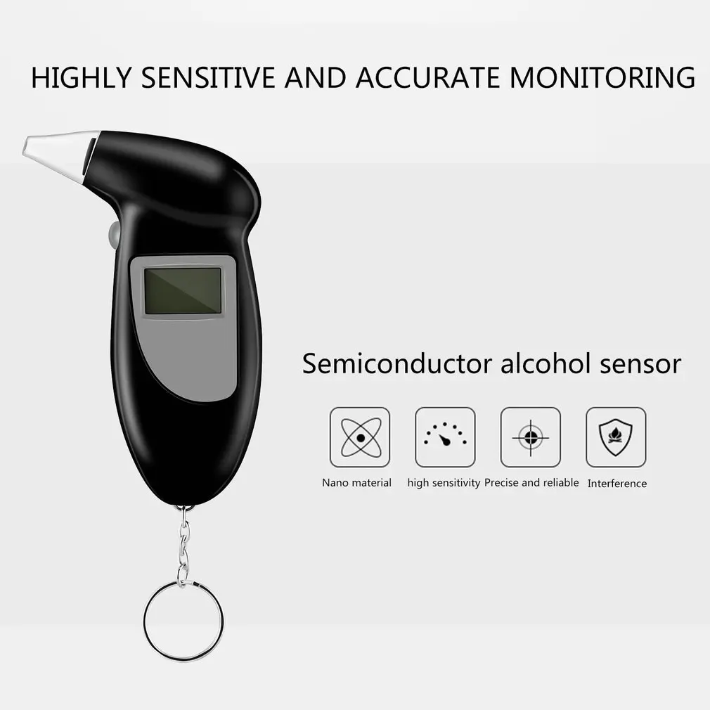 Alcohol Breath Tester Breathalyzer Analyzer Detector Test Keychain Breathalizer Breathalyser DeviceLCD Screen
