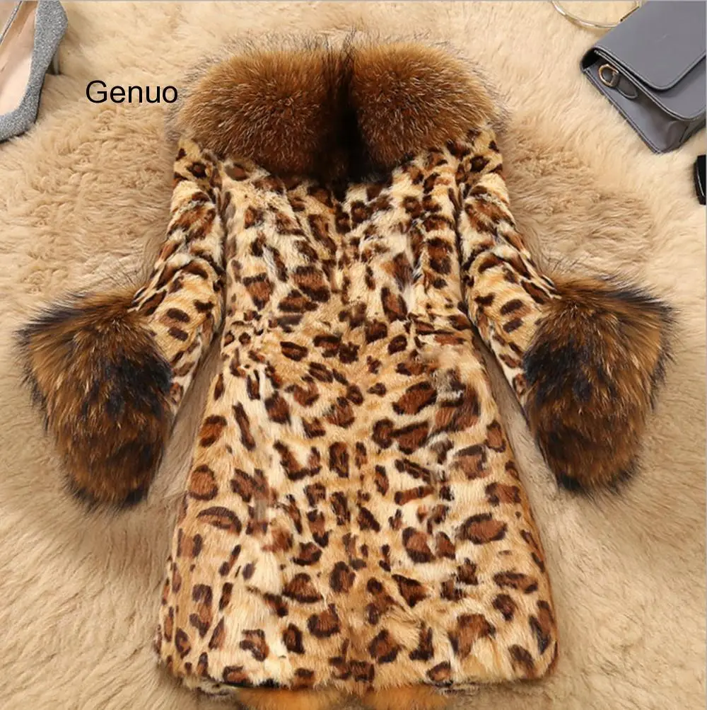 Women Faux Collar Jacket Leopard Medium Long Coat Jacket Long Sleeve Outwear Casual Loose Overcoat Warm Coats Autumn Winter 2020