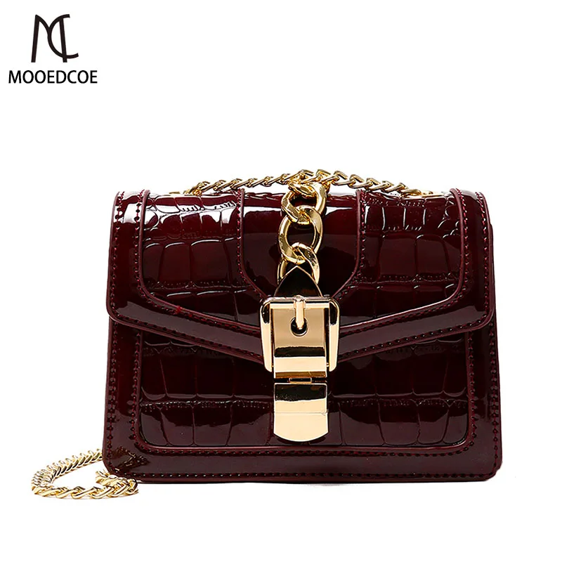

MOOEDCOE Shoulder Bags For Women 2019 Luxury Crocodie Female Fashion Handbags Chain Leather Crossbody Bags