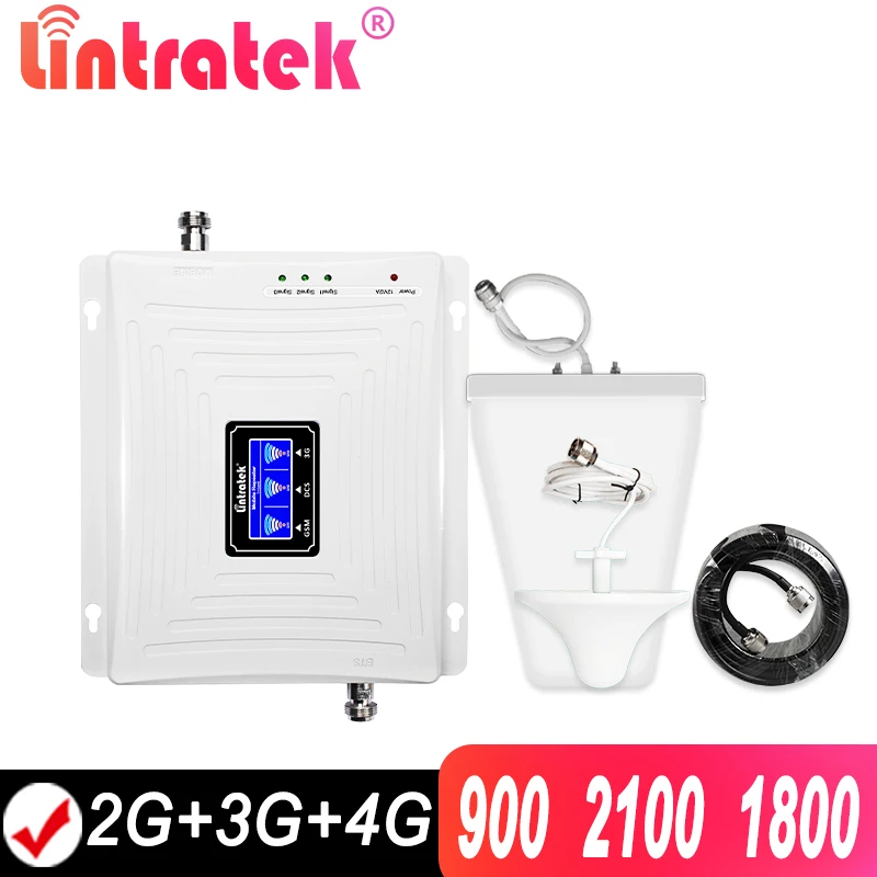 Lintratek усилитель сотовой связи трехдиапазонный 2 г/3g/4G мобильный сигнала GSM 900 DCS/LTE