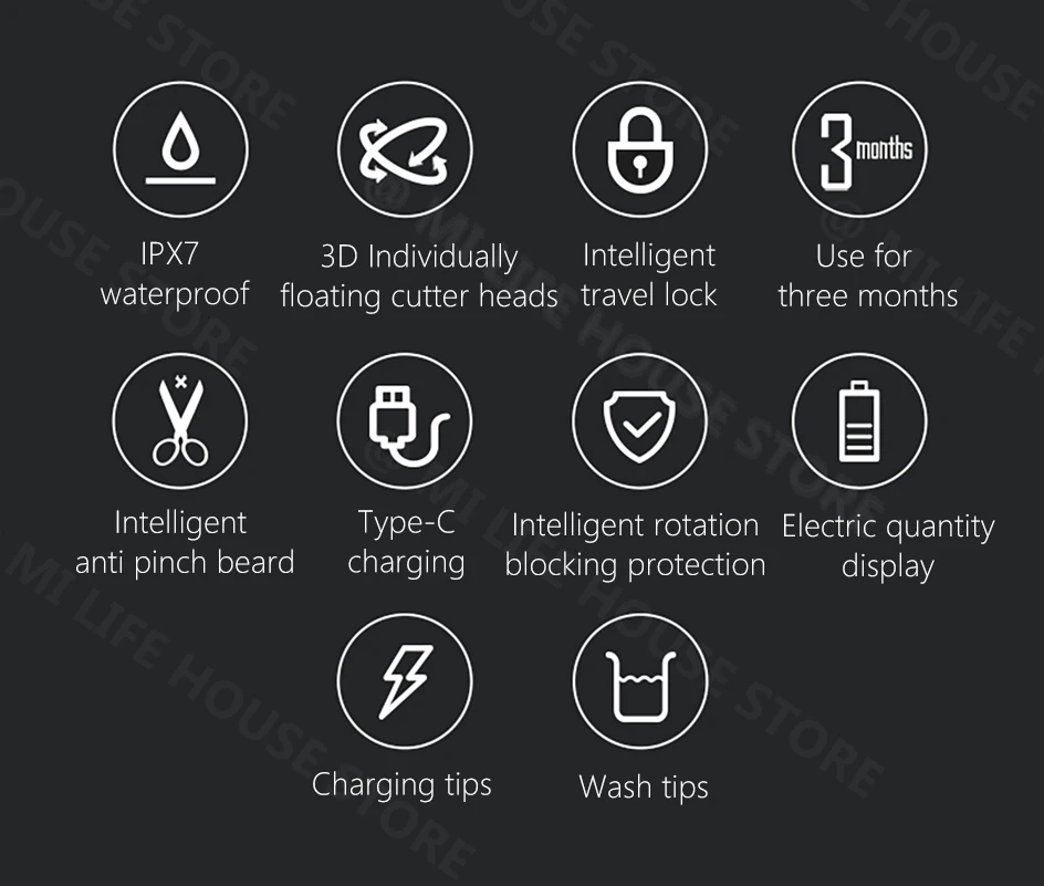 Xiaomi ENCHEN моющаяся перезаряжаемая электробритва BlackStone3 IPX7 Водонепроницаемая бритва индикатор батареи бритвенный станок для бороды