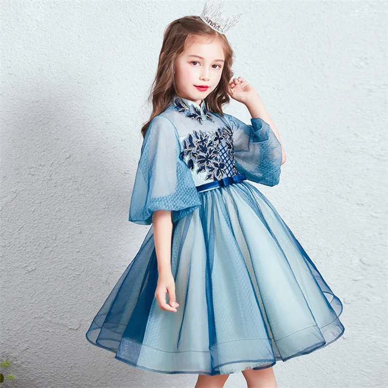 

Baby Infant Elegant Embroidery Flowers Piano Cosumes Host Tutu Fluffy Dress Kids Teens Sweet Cute Birthday Evening Party Dress