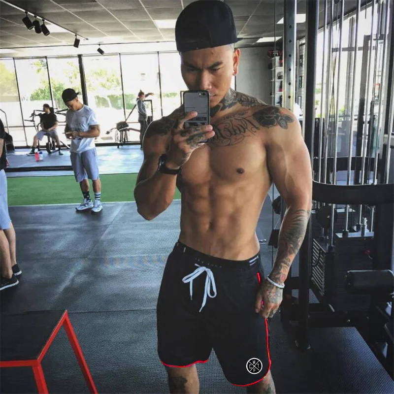 Muscle Guys Gym Shorts Men Bodybuilding Clothing Fitness Mens Mesh Sporting Basketball Workout Joggers Shorts With Pocket 3