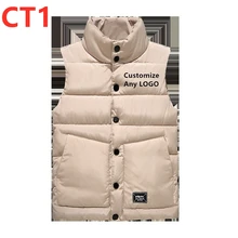 CT1 Мужской осенне-зимний теплый жилет высокого качества без рукавов, мужской жилет в английском стиле с белым утиным пухом, Классические флисовые Топы