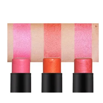 

Private label customized cosmetics 3 Color Blush Stick Multifunctional Pink Orange Pearl Rouge Blush Stick