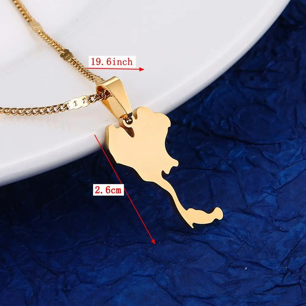 Stainless Steel the Kingdom of Thailand Map Pendant Necklaces Fashion Thailand Map Charm Jewelry 2