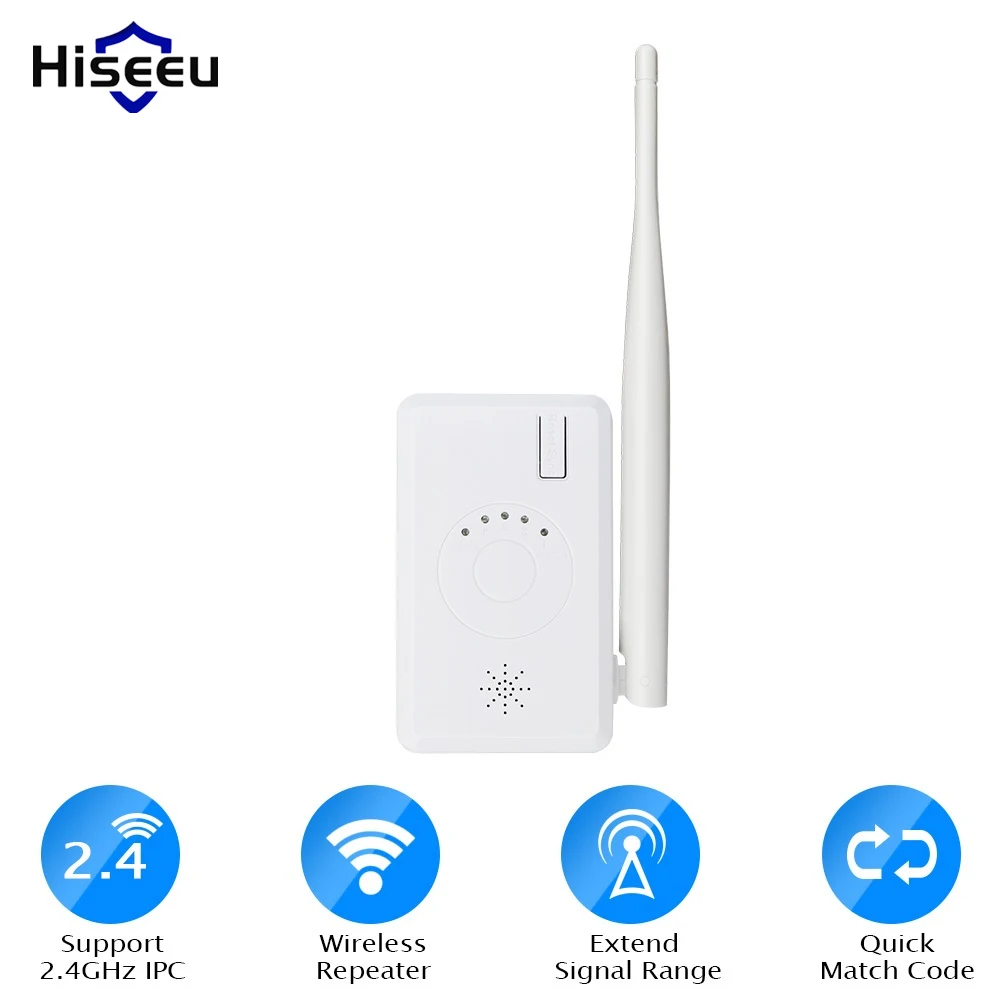 Hiseeu rango WiFi extensor repetidor inalámbrico IPC Router por cable sistema NVR casa cámara IP de seguridad apoyo 2,4 Ghz IPC