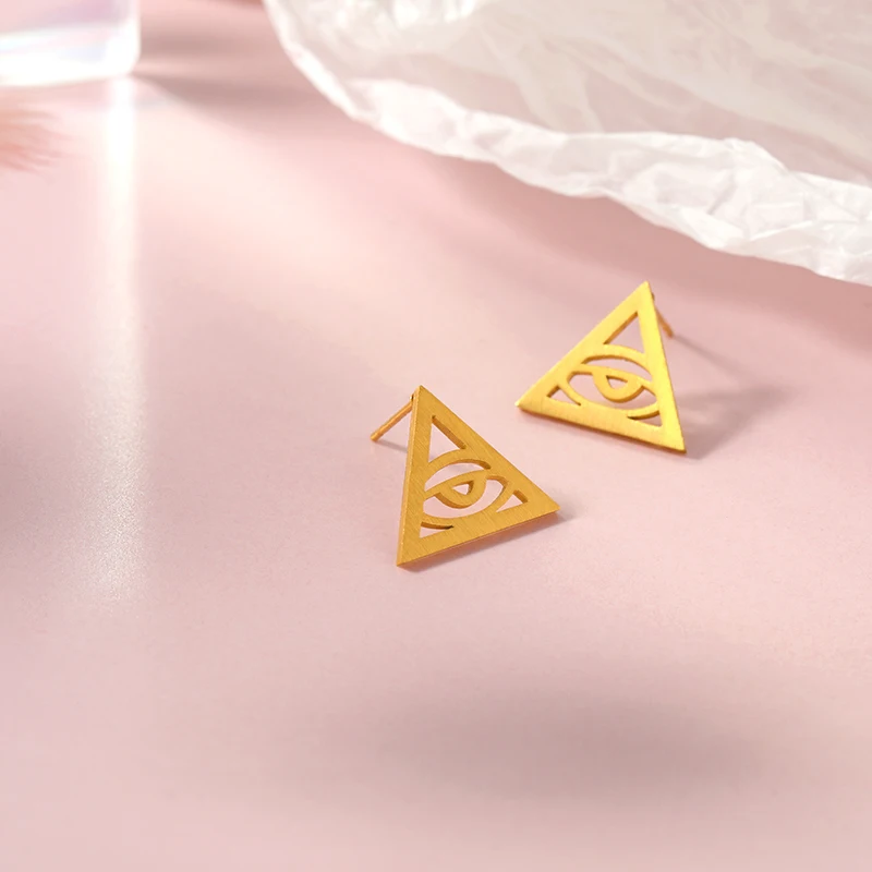 

Fashion Hollow Triangular Earrings for Women Gold Color Simple Stainless Steel Abstract Geometric Ear Studs Men Jewelry Gift