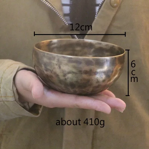 12cm Непальская латунная тибетская чаша ручной работы, 4 ключа, музыкальная терапия, медный колокольчик, медная тибетская Поющая чаша(включая палочки и коврики - Цвет: 12cm