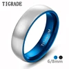 Tigrade-bague en titane pur 6/8mm, bracelet de fiançailles, pour hommes et femmes, couleur argent brossé, bleu, mat, classique, Vintage ► Photo 1/6