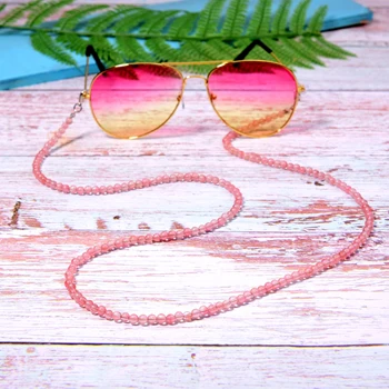 MOON GIRL цепочка для солнцезащитных очков, держатель из натурального камня для девушек, уличные стильные очки, шнур для шеи, противоскользящий brillenketten, Прямая поставка - Цвет: pink quartz