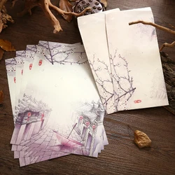 6pcs/set Office Message Writing Paper Letter Set Chinese Style  Invitation Gift Envelope Letter Paper School Stationery Supply