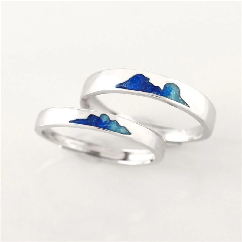 

Sole Memory Star Sea Clouds Creative Couple Romantic Sweet 925 Sterling Silver Female Resizable Opening Rings SRI421