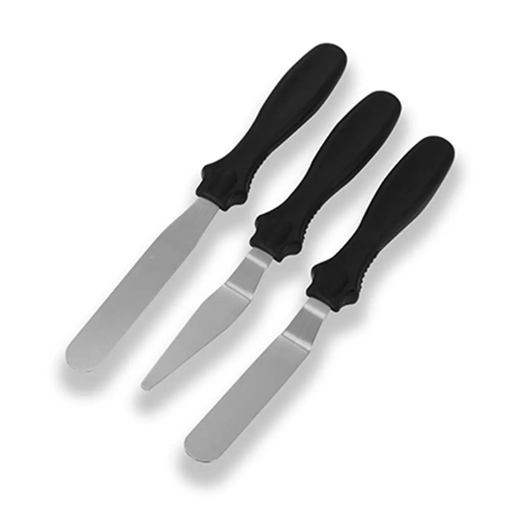 

3pcs Blade Angled Espatula Spatula Cake Icing Spatula Smooth Filling Tool Cutter Set Wedding Valentine Baking Pastry Tool