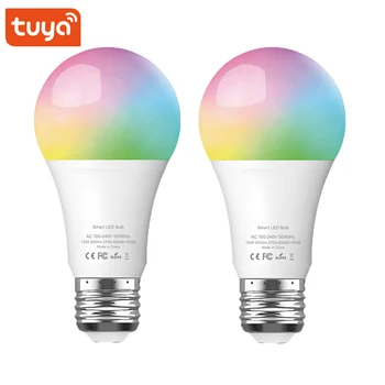 

2Pcs Tuya Smart Life Wifi Smart Led Light Bulb Lamp E27 10W 900Lm RGB+W+C Alexa Google Home Assistant Smart Home Automation