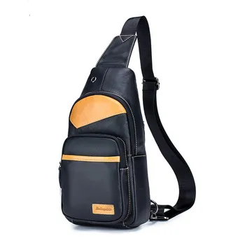 

High Quality Genuine Leather Brand Design Mens Messenger Bag Travel Shoulder Fashion Male Crossbody Bag Zipper Chest Pack Bags