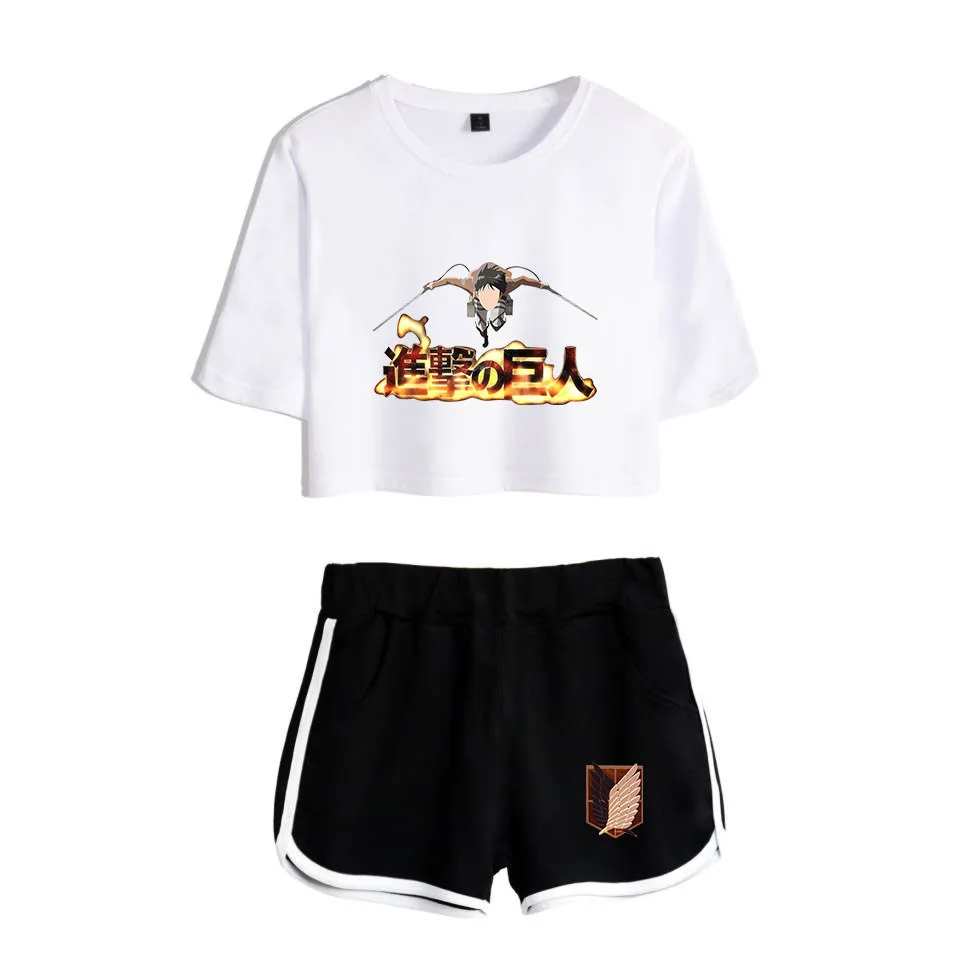 COSREA Attack On Titan Cosplay Costume Survey Corps Logo Short Sleeve Shirt Sport Suits Girls Tees Shorts T Running Sets Women -Zentai shop online H1b90be8581d84e0baede17f77a15c89a7.jpg