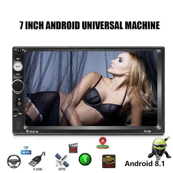 Автомобильный MP5 плеер, Android 8,1 7 дюймов 2DIN автомобильный аудио 1024x600 HD dvd-плеер с Bluetooth CarPlay FM gps навигация Зеркало Ссылка 70
