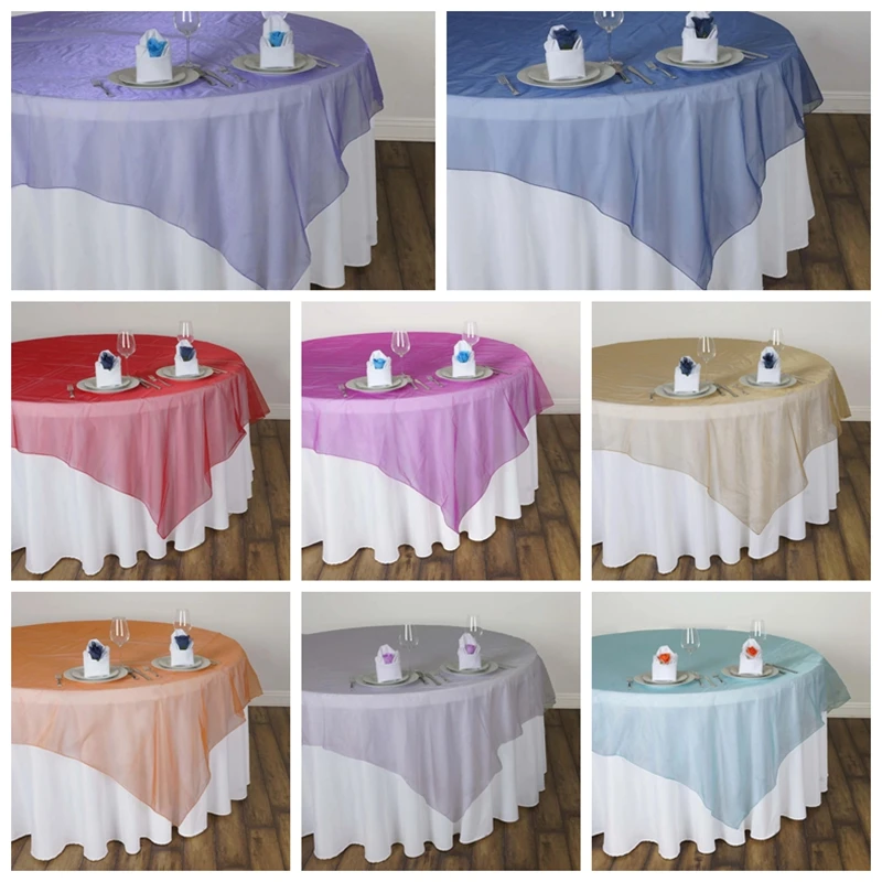 

High Quality Organza Table Cloth Party Sheer Organza Tablecloth for Weddings Valentine's Day Hotel Restaurant Table Overlays