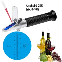 Portatif D'alcool de Vin Réfractomètre Avec ATC Double Échelle Brix 0-40% 0-25% VOL Testeur Optique Pour Le Vin De Raisin Faisant Homebrew Outil