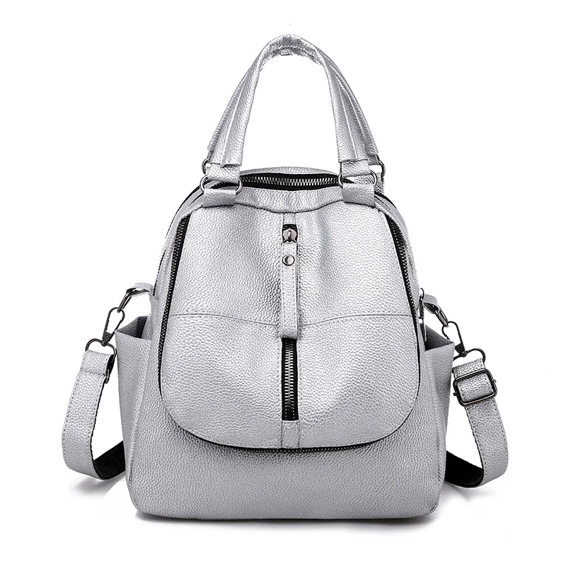 

Women Backpack Soft Leather Black Small High Quality Portable Multifunctional Back Pack Ladies Pu Backbag