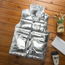 Осенне-зимний стиль, мужской хлопковый жилет со стоячим воротником, корейский стиль, Молодежный приталенный пуховый хлопковый жилет, мужской жилет