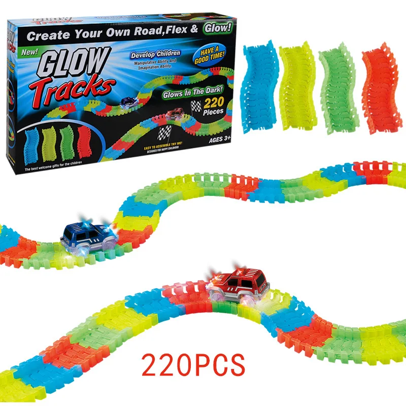 

Toy Night Light Camera Track 480 PCs DIY Educational Assembled Toys Light Car Electric Walking Race Car Camera Track