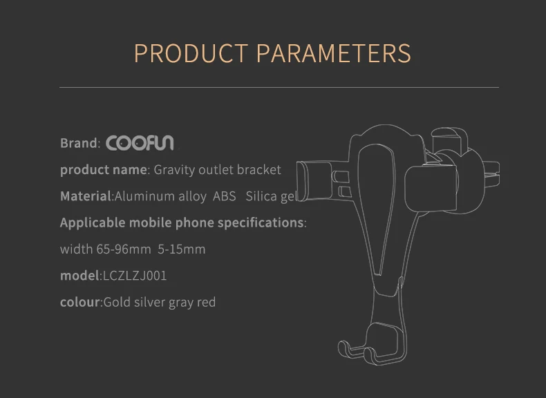 Автомобильный держатель COOFUN Gravity для телефона в автомобиле, крепление на вентиляционное отверстие для iPhone X 7, подставка для смартфона без магнитного крепления