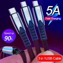 5А быстрая зарядка 3 в 1 USB кабель мульти быстрое зарядное устройство Micro USB Type C кабель для iPhone для Samsung для Xiaomi Huawei Oneplus