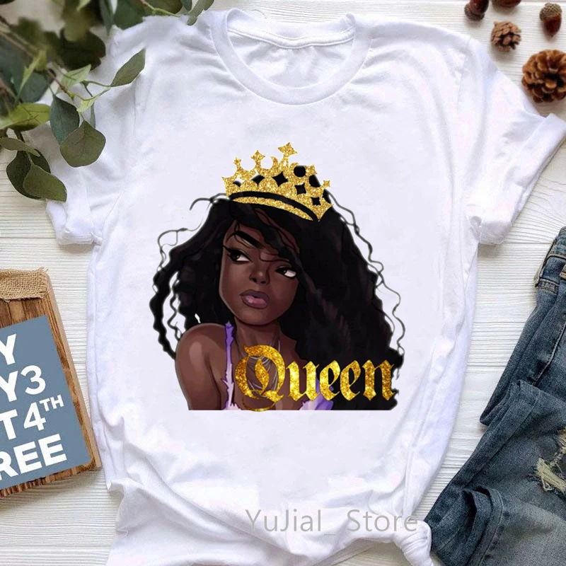 Women Queen Black Girl Print Fashion T-Shirt Africa Beautiful Harajuku Short Sleeved Female Summer Casual Ladies Tops Tee shirt