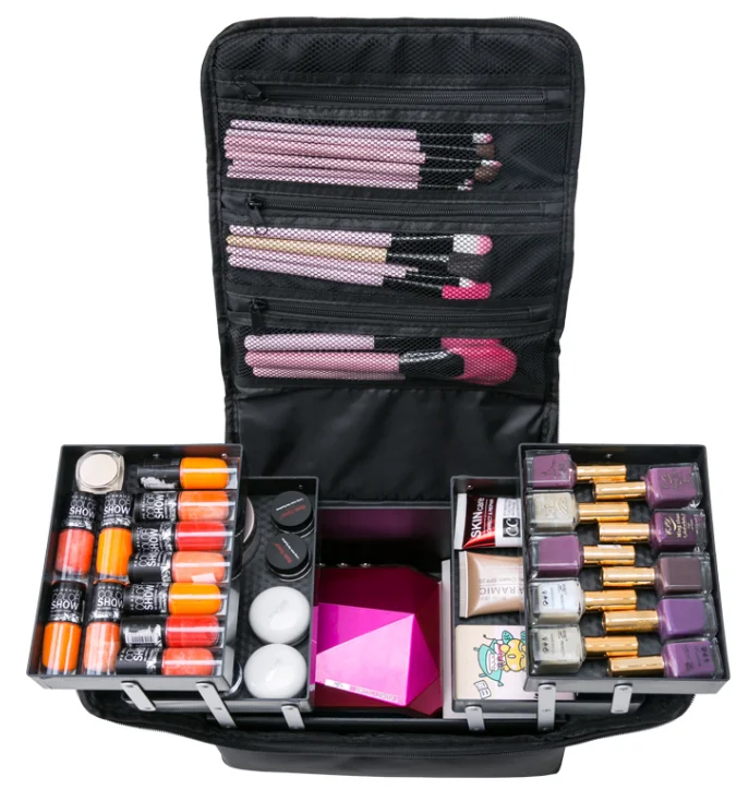

Fashion Women Makeup Organizer Large Capacity Multilayer Clapboard Cosmetic Bag Case Beauty Salon Tattoos Nail Art Tool Bin