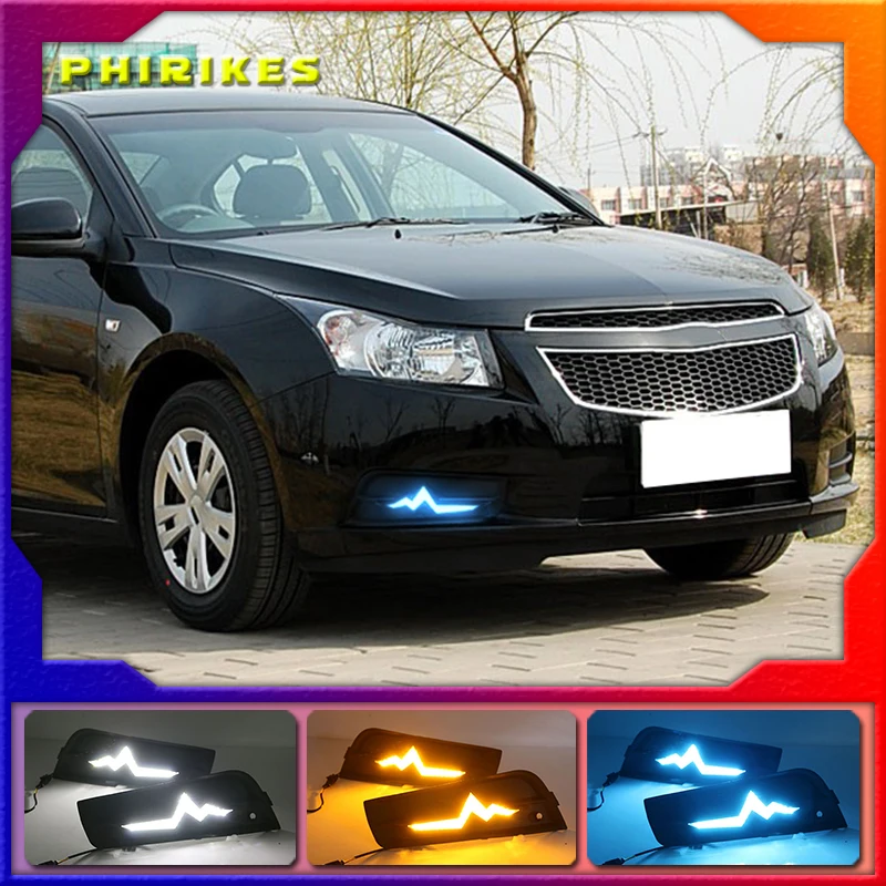 2 шт. светодиодный для chevrolet cruze 2009 2010 2011 2012 2013 2014 DRL Дневной светильник с сигнал