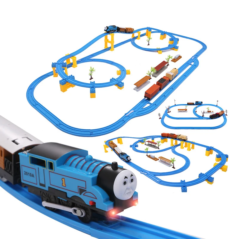 

Thomas electric track train set children's puzzle assembling sound and light multi-layer interactive track train toy Thomas