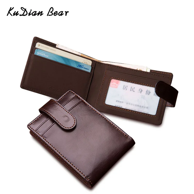 

KUDIAN BEAR PU Leather Men Wallets Short Coin Purse Vintage Small Wallet Hasp Money Bag Credit Card Holder Carteira BID233 PM49