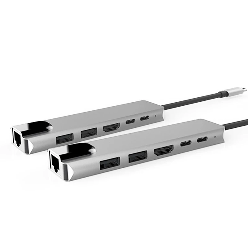 6 в 1 концентратор Usb Type C Hdmi 4K Usb C концентратор для Gigabit Ethernet Rj45 Lan адаптер для Macbook Pro Thunderbolt Usb-C зарядное устройство Порт Silv
