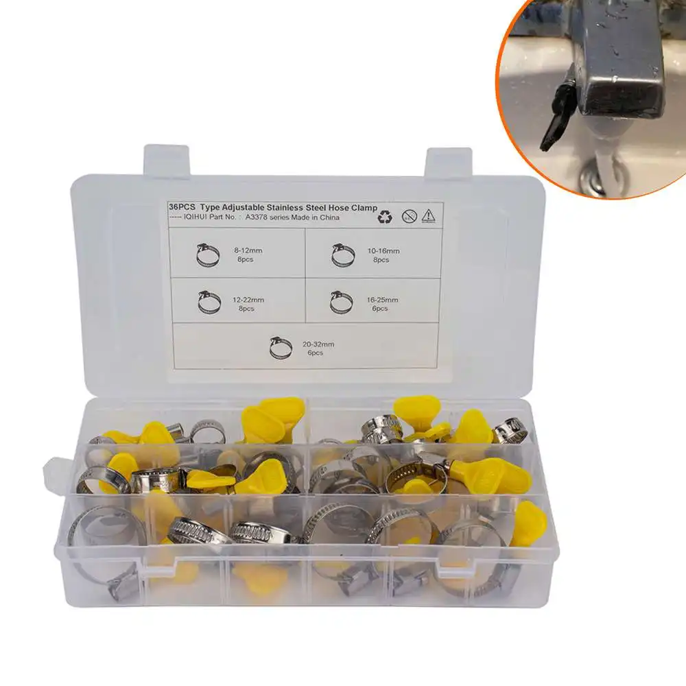 36PCS German Plastic Handle Hose Clamp Hand-Twisted Stainless Steel Natural Gas Pipe | Обустройство дома