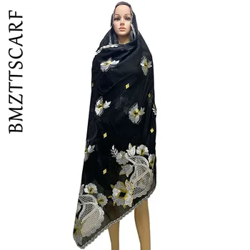 

High Quality Muslim scarf new big yards of cotton and comfortable fashion turban embroidered scarves shawls scarf BM969