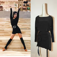 Женский костюм для латинских танцев с длинным рукавом, одежда для занятий танцами, платья для латинских танцев, одежда для выступлений, DQL841