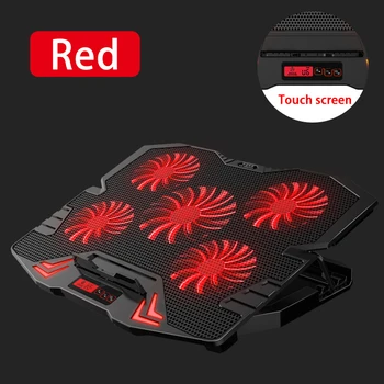 

12-17 Inch Laptop Cooler Touch Control Cooling Pad 5 Quiet Fans Home Office LED Indicator External 2400RPM Adjustable Height