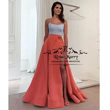 Сексуальные недорогие платья для выпускного вечера размера плюс,, простые, 2K20, серые, оранжевые, с высоким разрезом, атласные, черные, вечерние платья для девочек, vestido de festa