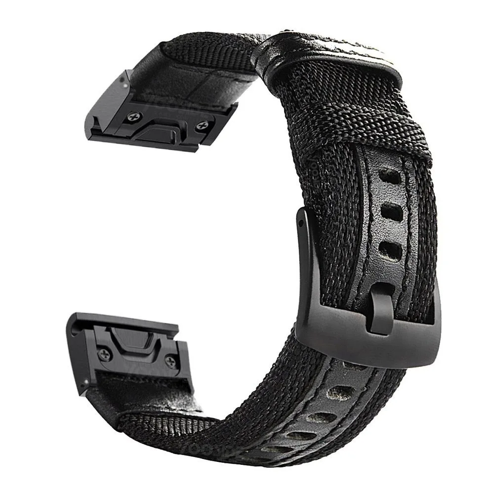 Black Fenix 6 Pro/Сапфировый Браслет QuickFit 22 мм NOTA прочный ремешок для часов Garmin Fenix 5X/Quatix 5/Forerunner 935/Instinct - Цвет: Black