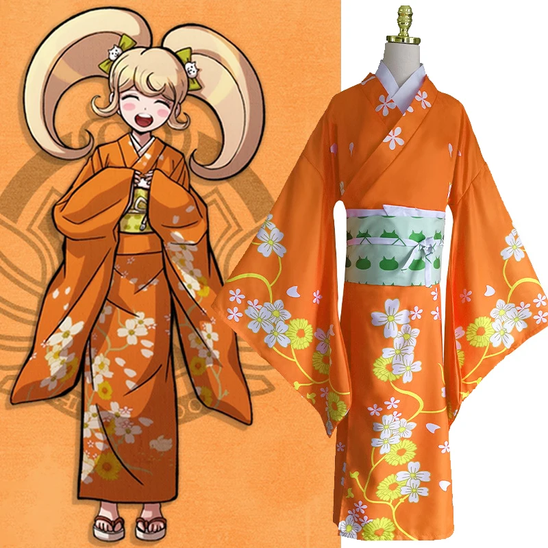 

Кимоно для косплея супер данганронпа 2 Hiyoko Saionji Hiyoko костюм для взрослых женщин оранжевое платье-кимоно женское платье